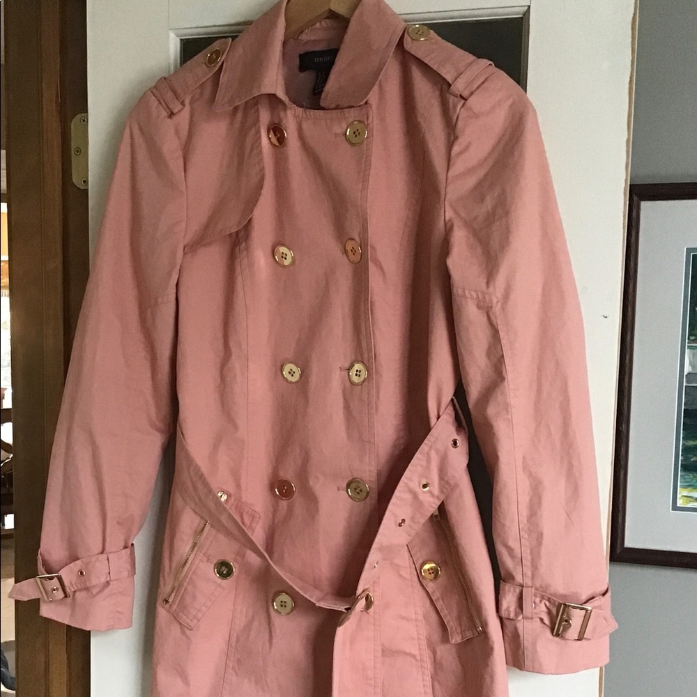 Forever 21 Pink Trench Coat with Gold Accents